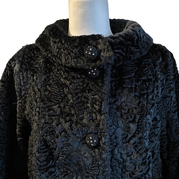 LANE Bryant Vintage Faux Fur Jacket Coat Black - Picture 4 of 7